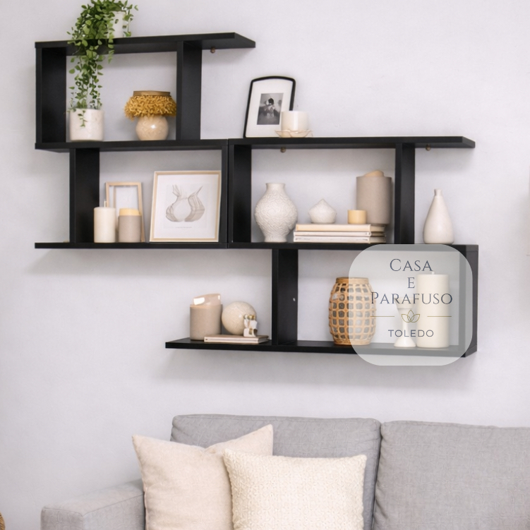 Prateleira Kit 2 Nichos Estante Decorativa de Parede- Sala-Quarto-Escritorio -11