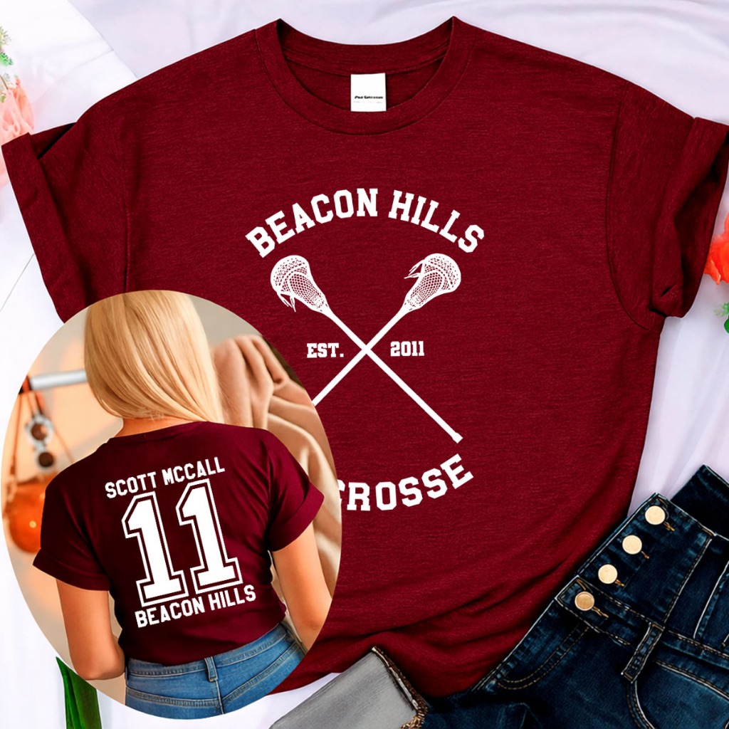 camisa feminina T-Shirt Teen Wolf Algodão Mccal 11 Beacon Hills Lacrosse Sériado