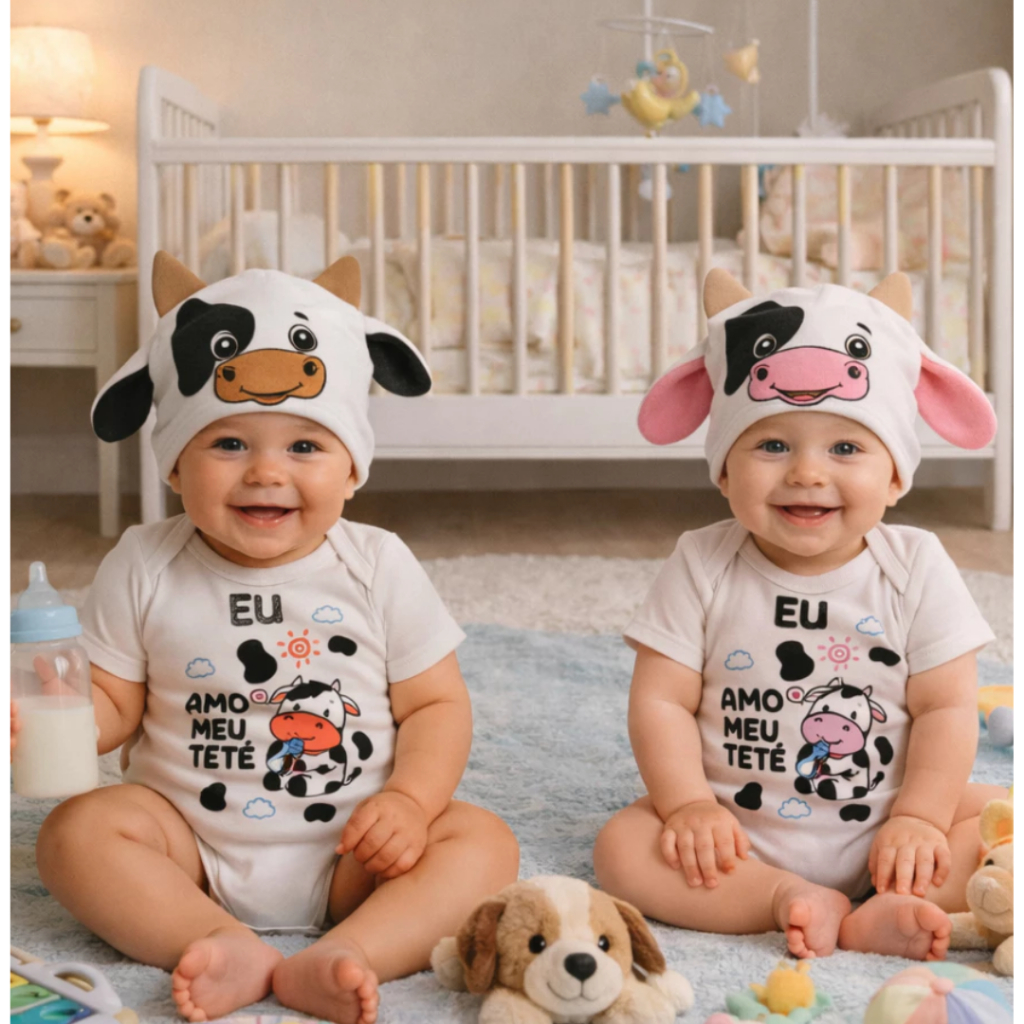 Body Bebê Temático Amo tete Vaquinha fazendinha Mesversario animais– 100% Algodão, Manga Curta em Oferta na Shopee