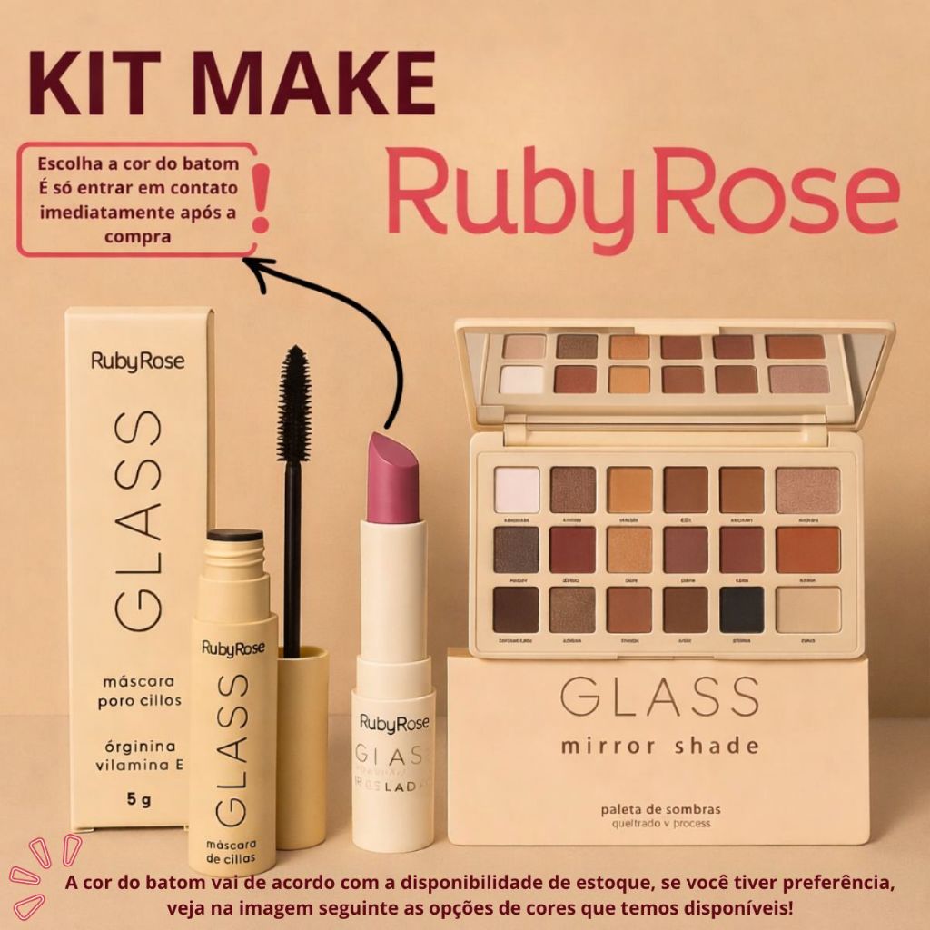 Kit Make Profissional Completa Ruby Rose Paleta 18 Cores + Batom Matte + Máscara Cílios em Oferta na Shopee