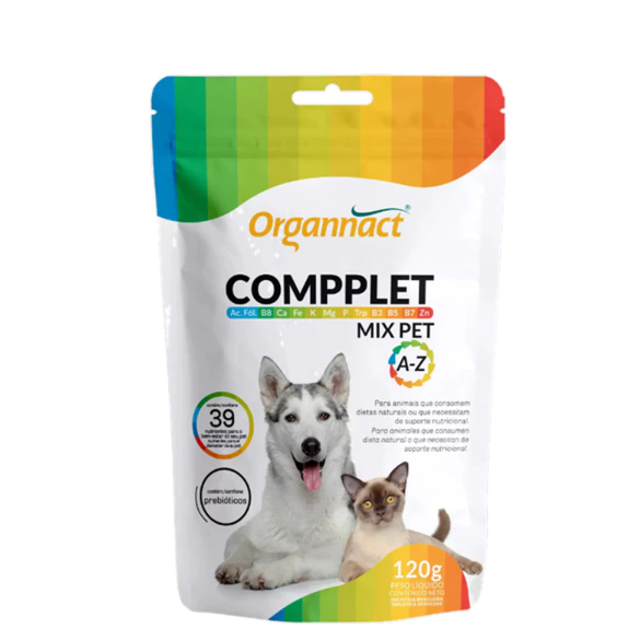 Compplet Mix Pet A-z 120g Suplemento Caes Gatos Organnact em Oferta na Shopee