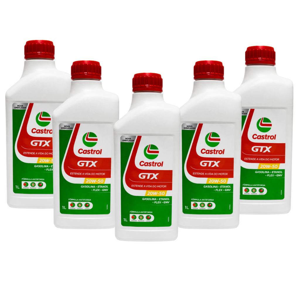 Kit 5 Óleo Lubrificante Castrol 20w50 Gtx Antiborra Api Sl