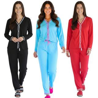 Pijama Feminino Longo de Botão Amamentação | Pijama Gestante | Pijama Americano Maternidade