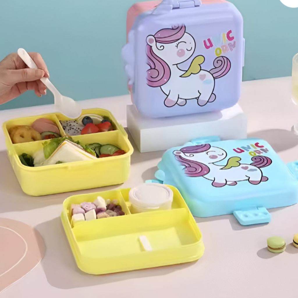 Marmita Bento Infantil Com Divisórias, Pote e Talher Urso Lotso e Gato 1350ML em Oferta na Shopee