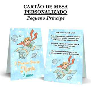 Cartão Mesa Agradecimento Pequeno Príncipe Azul Claro Kit Festa Aniversário 10 a 40 unids em Oferta na Shopee