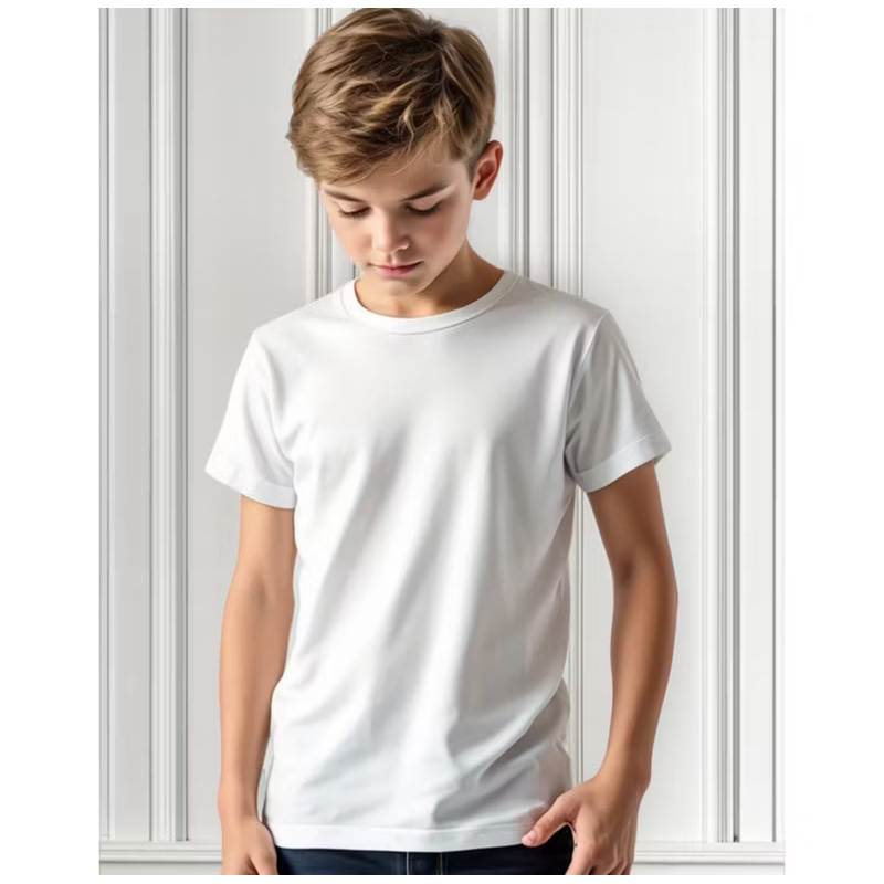 Camiseta Infantil básica 100% Poliéster Premium uniforme escolar sublimação casual Branca envio rápido não encolhe