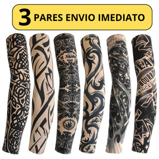 3 Pares Manguito Manga Tatuagem Tattoo Moto Bike Ciclismo em Oferta na Shopee