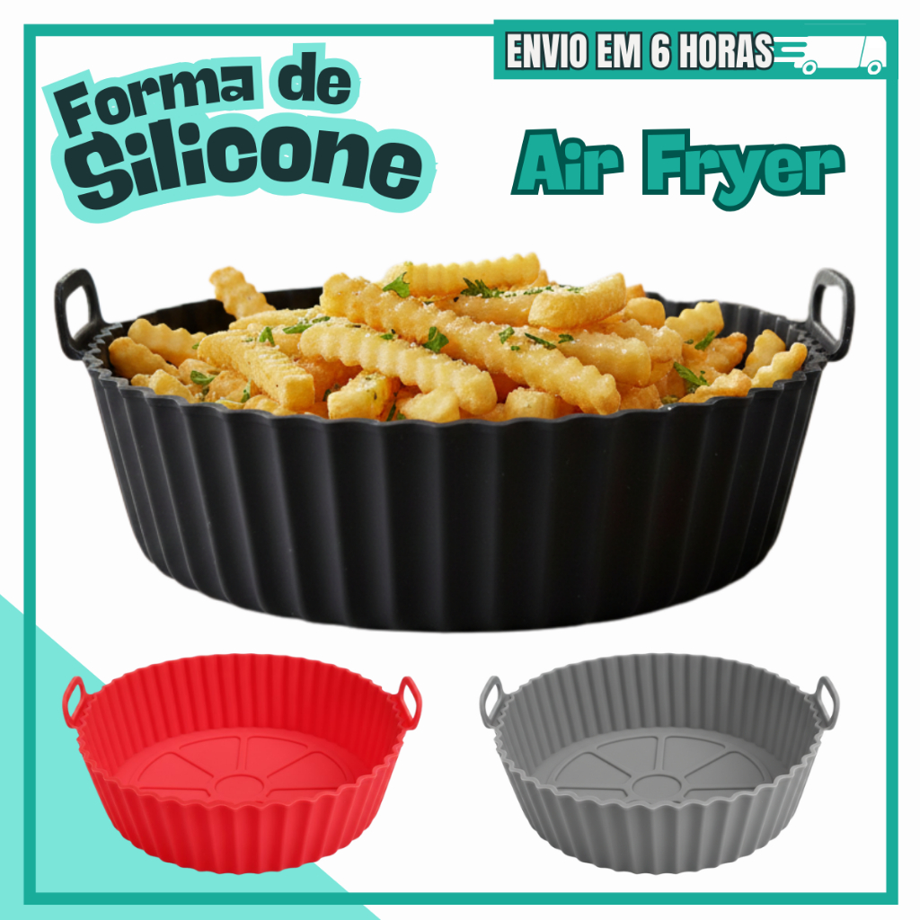 Forma Silicone Air Fryer Antiaderente Reutilizável Fácil Limpeza