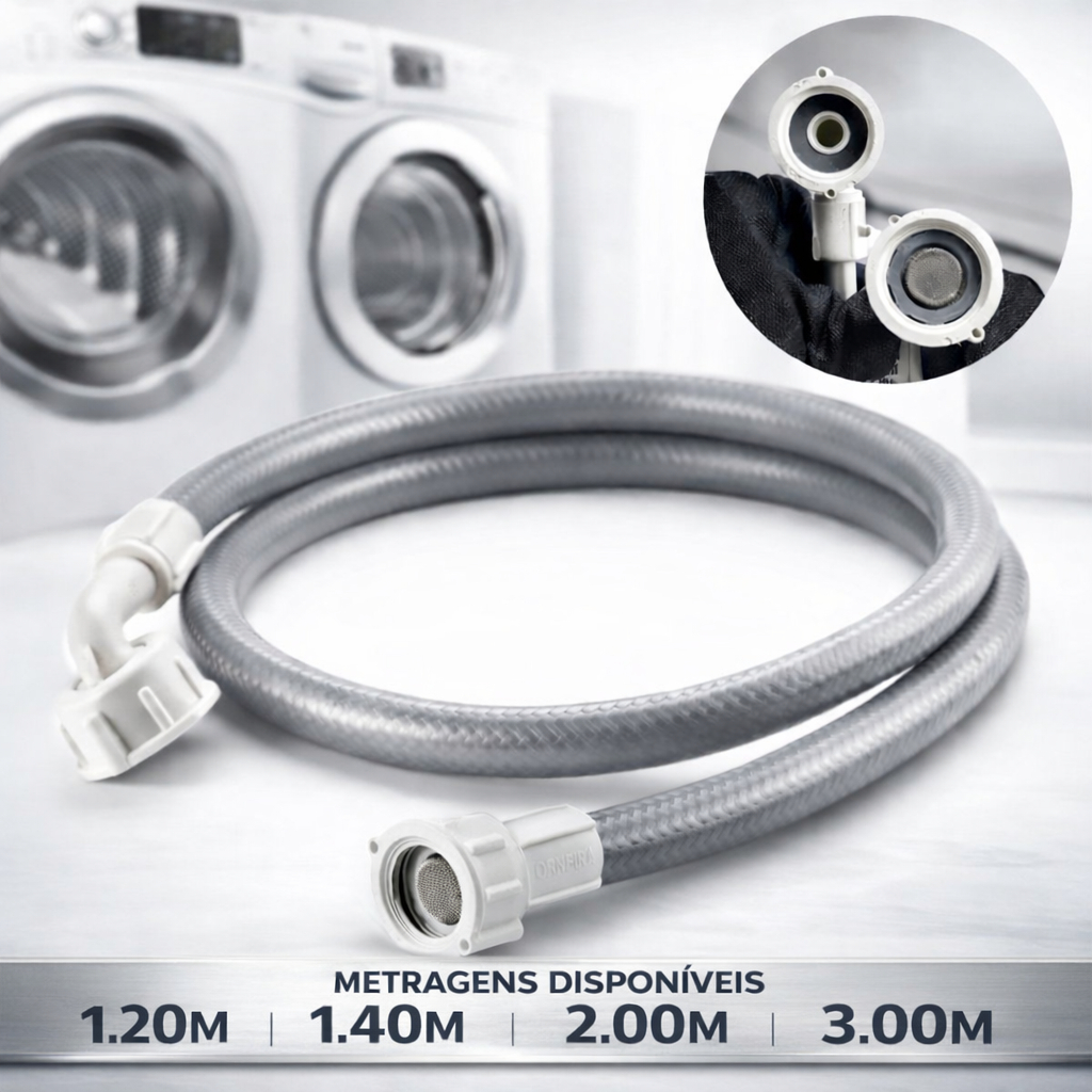 Mangueira de Entrada Máquina Lavar 1,20m 2m 3m e 5 metros Agua Lavadora Cinza Universal Compativel em Oferta na Shopee