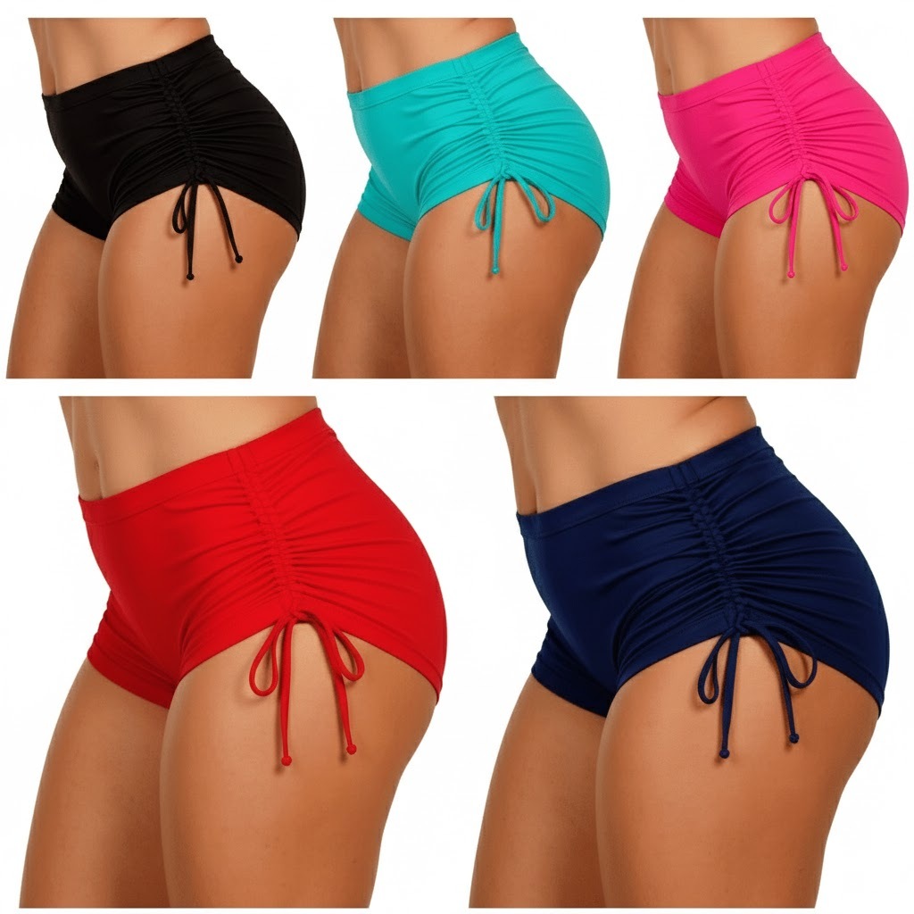 Calcinha Short Biquíni Sunkini Suquini Short com Ajuste Lateral para Praia Piscina Academia Juvenil