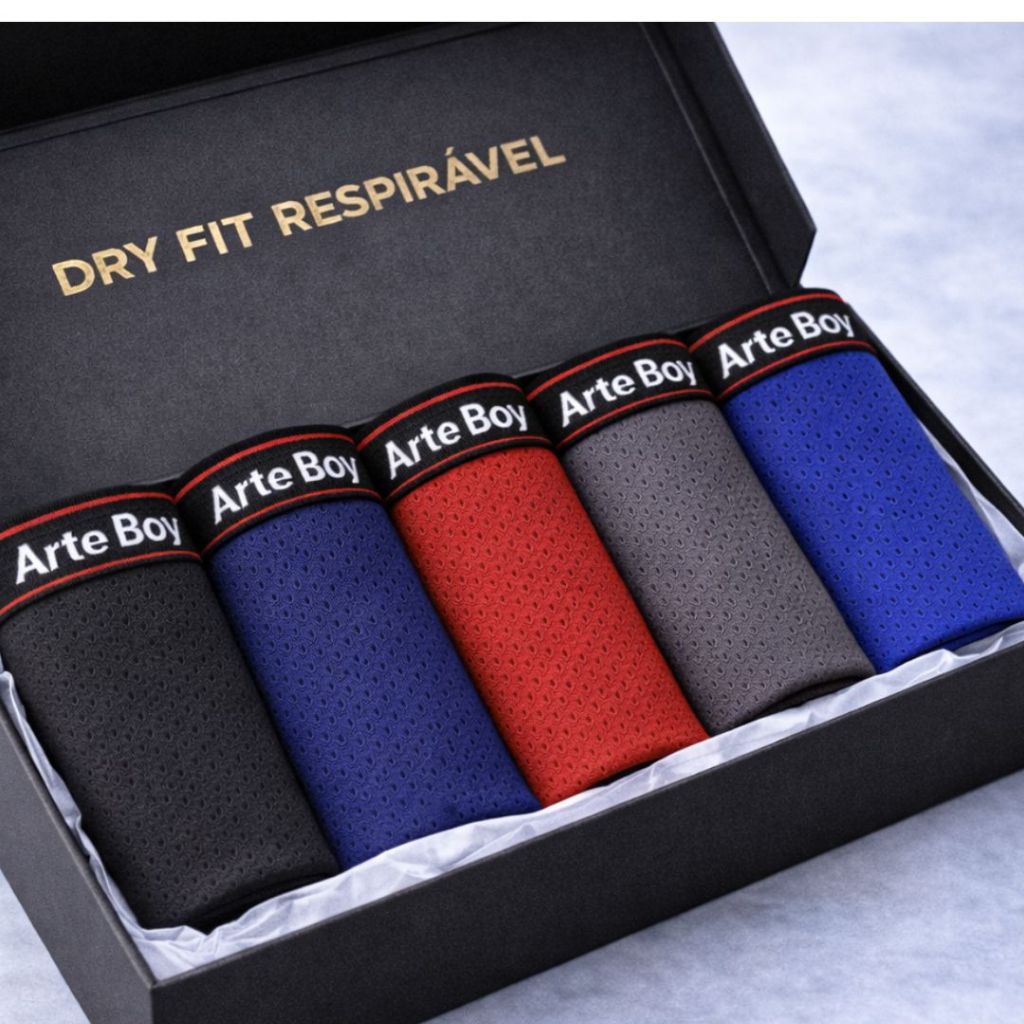 Kit DRY FIT 5 Cuecas Boxer Forro Algodão Cueca Box Furadinha Premium em Oferta na Shopee