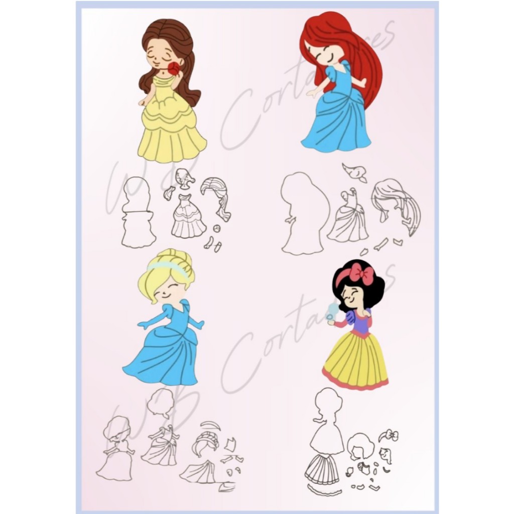 cortador kit princesas 7cm