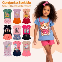 Kit 4, 10 ou 16 Peças de Roupas Menina Conjunto Verão Infantil Peças Premium de Roupa Infantil Feminina de Calor