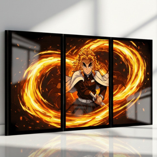 Kit 3 Quadros Parede Decorativo Kyojuro Rengoku Demon Slayer Flame Hashira Quarto Sala Luxo em Oferta na Shopee