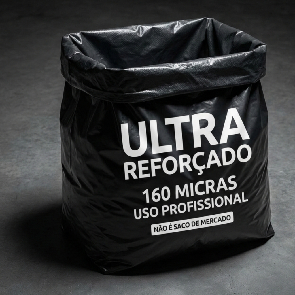 Saco de Lixo 100 litros Ultra Reforçado, 160 Micras Uso Pesado Não Rasga Kit 5 un, 10 un ou 25 Unidades Alta Resistência