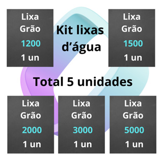 Lixa 1200 1500 2000 3000 5000 kit 1 2 ou 3 folhas de cada Grão Polimento Farol Licha Plásticos Metal em Oferta na Shopee