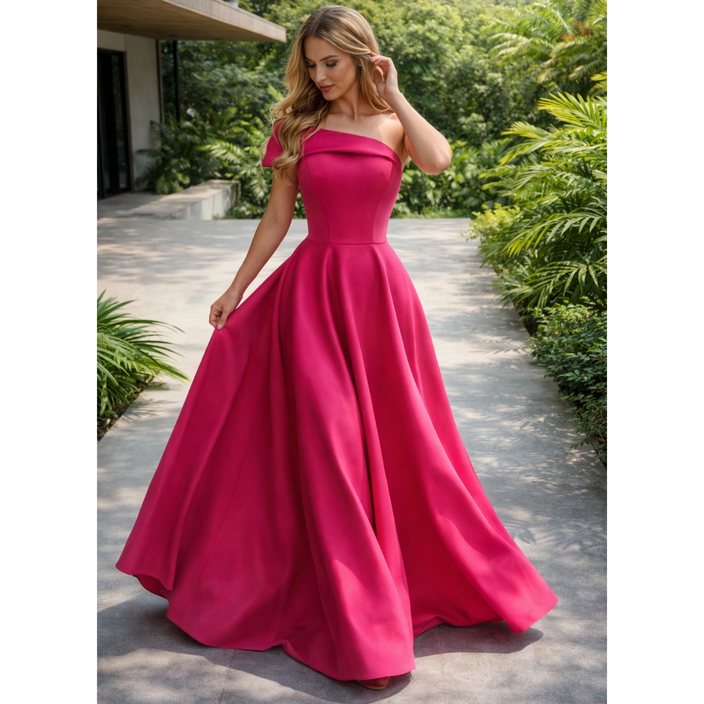 Vestido longo festa, madrinha ombro único Madison — imagem 2 de 2