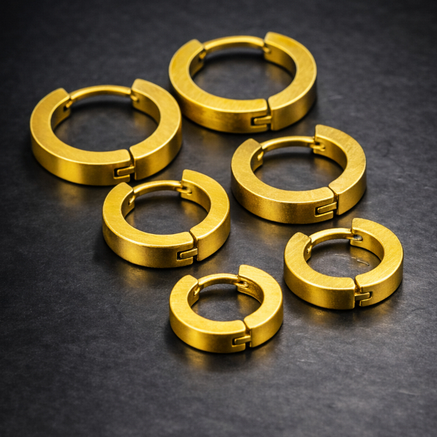 Brinco Argola Dourado Masculino Feminino Kit 3 Pares Aço Inox em Oferta na Shopee