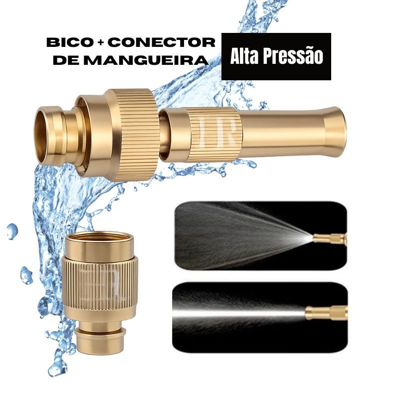 Kit Bico + Conector de Mangueira Alta Pressão Ajustável Cobre em Oferta na Shopee