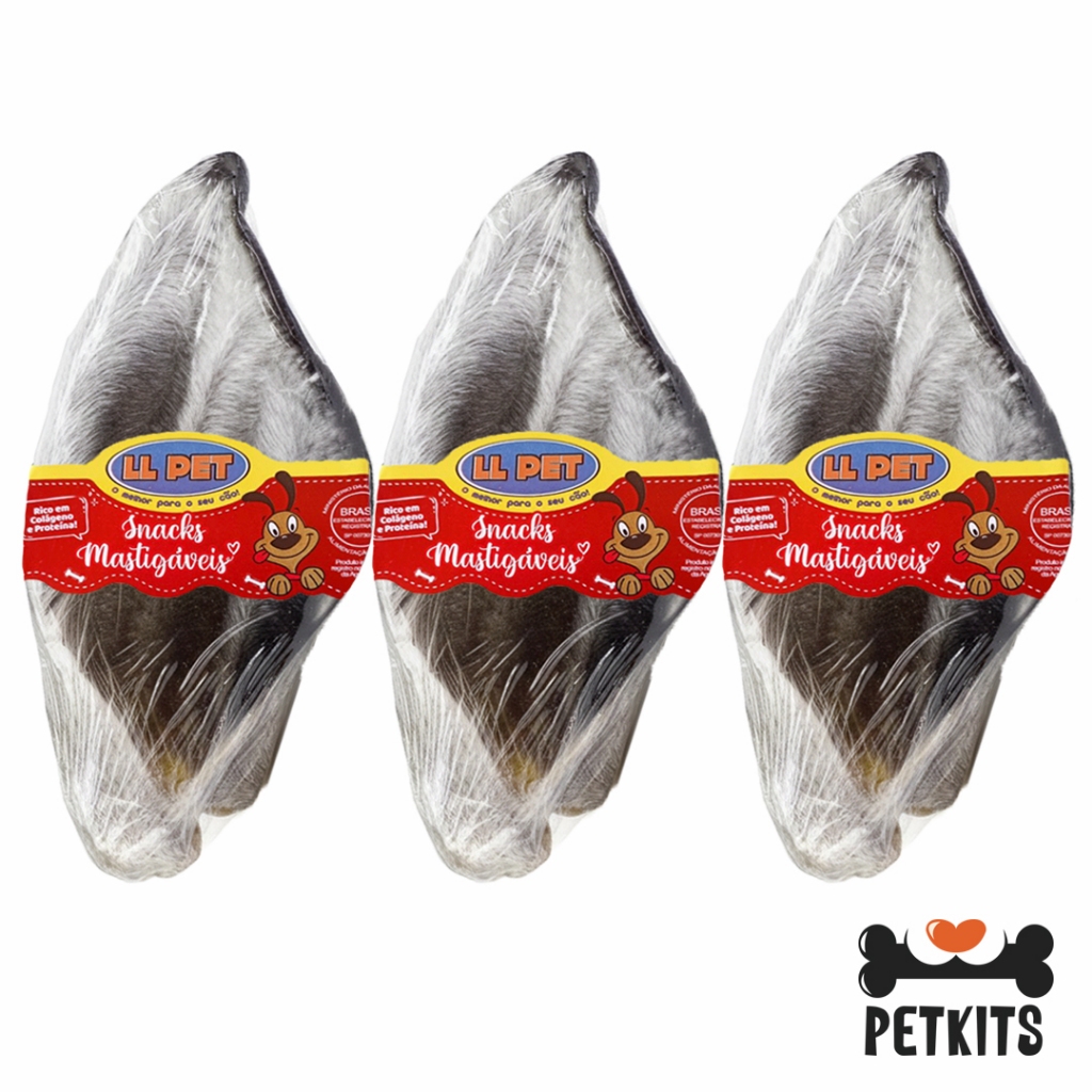 (Orelha Bovina 100% Natural) Desidratada Para Cães LL Pet (Com pelos) em Oferta na Shopee