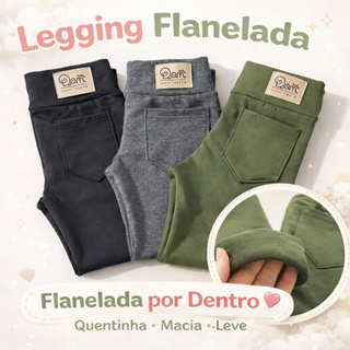 Calça Legging flanelada infantil lisa roupa menina suplex macio e quentinho peluciada escolar e dia frio em Oferta na Shopee