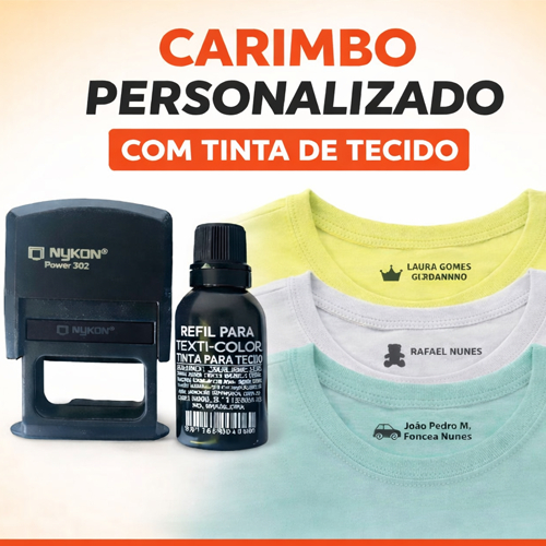 Carimbo Personalizado automático com tinta para tecido