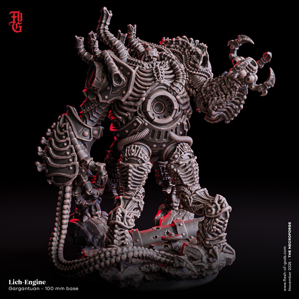 Miniatura RPG Constructo Lich Engine Gigante Boss Necroforge D&D Dungeons and Dragons Gargantua
