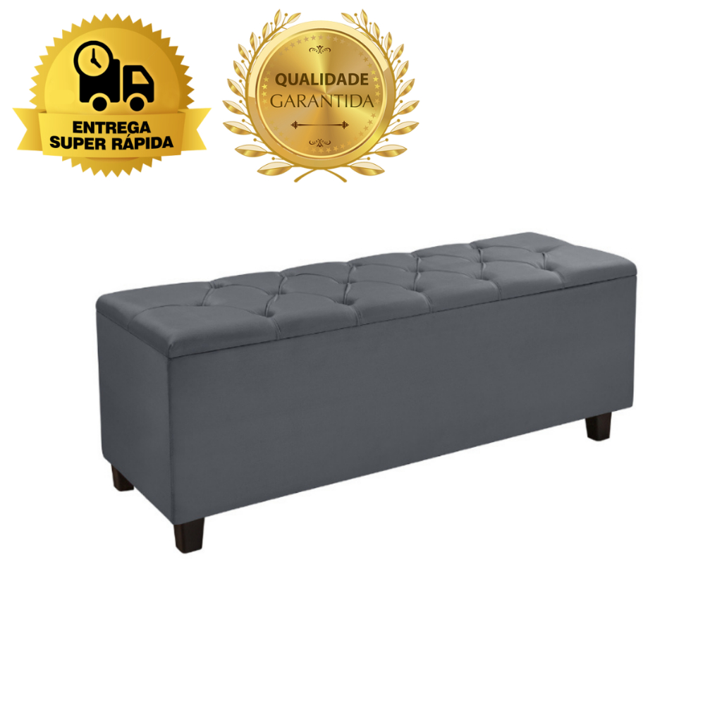 Banco Recamier Baú Sapateira Solteiro 90 cm Divã Calçadeira para Cama Box Quarto Decoração