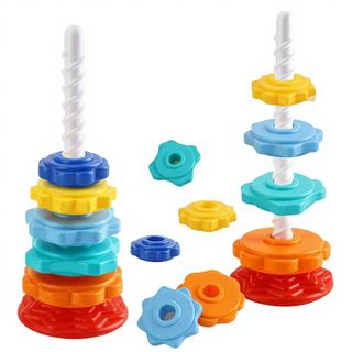 Torre Gira Gira Brinquedo Infantil Sensorial Colorido Montessori Educativo Para Bebê