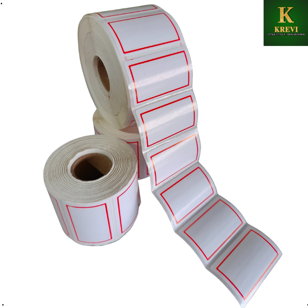 Mil Etiqueta Adesiva multiuso para Preço 50x30mm - tarja vermelha fundo branca de preço uso em geral
