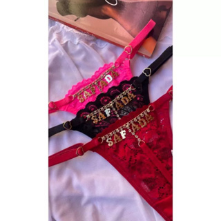 Calcinha Palavras Pingente  Strass Sensual Tanga Frase Regulagem Serve Tamanho P ao GG em Oferta na Shopee