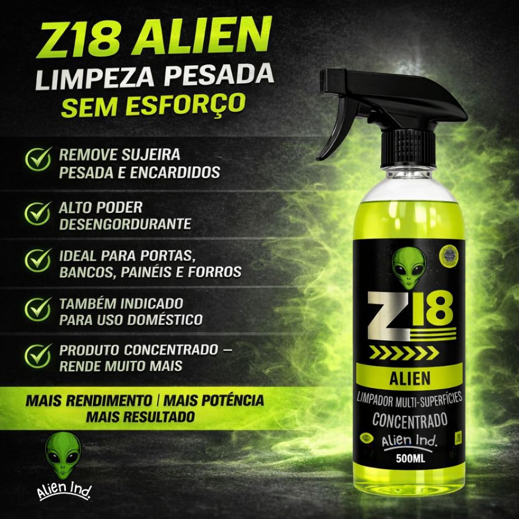 Limpador Automotivo Multiuso 500 ml Z-18 | Limpa Teto, Banco, Painel, Portas e Couro com Facilidade