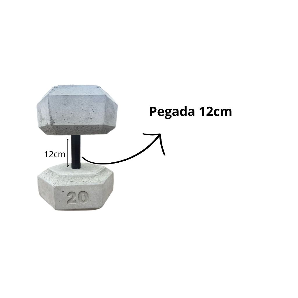 Detalhes do Halter de 20kg - Halter sextavado de cimento sem acabamento- Unidade