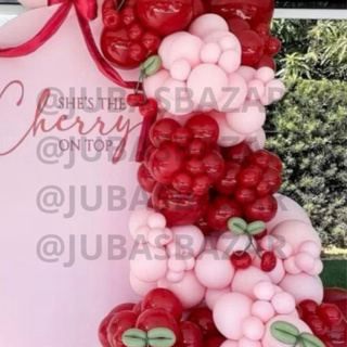 Balão de aniversário kit com 134 balões - Vermelho cereja + Rosa cupcake para decoração de Festas. em Oferta na Shopee