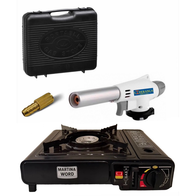 Fogareiro Fogão Portátil Flex C/ Maleta Maçarico Camping Pesca