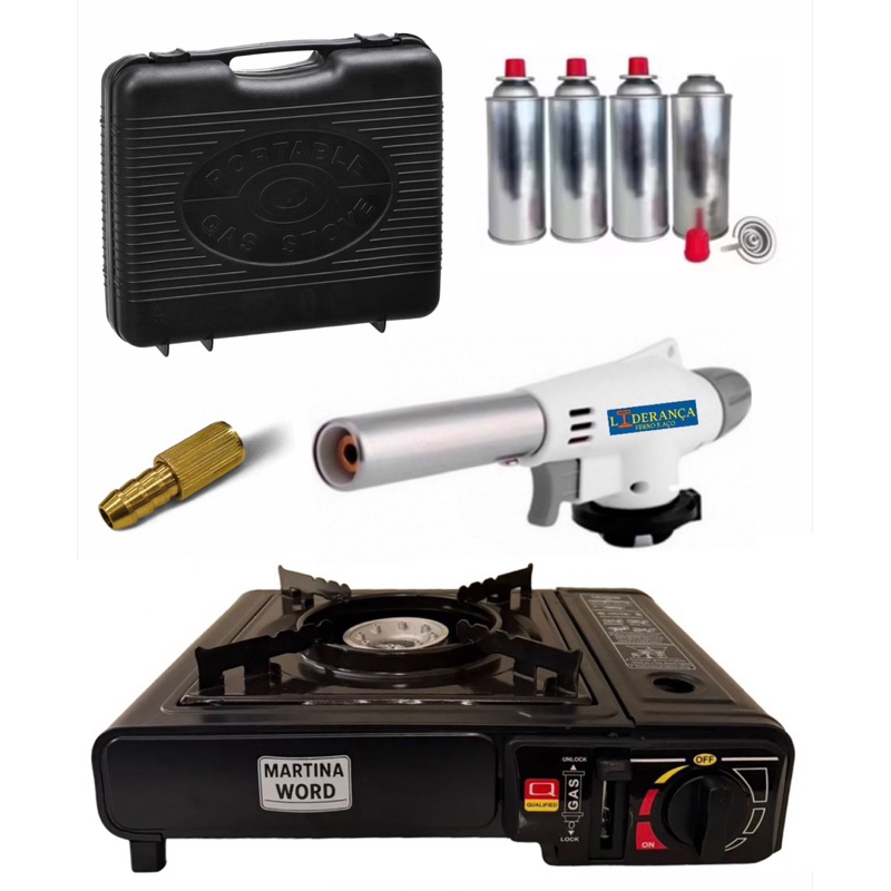 Fogao Fogareiro Portátil A Gás Em Aço Horizontal Camping Acampamento Trilha Pescaria Esportes Promo em Oferta na Shopee