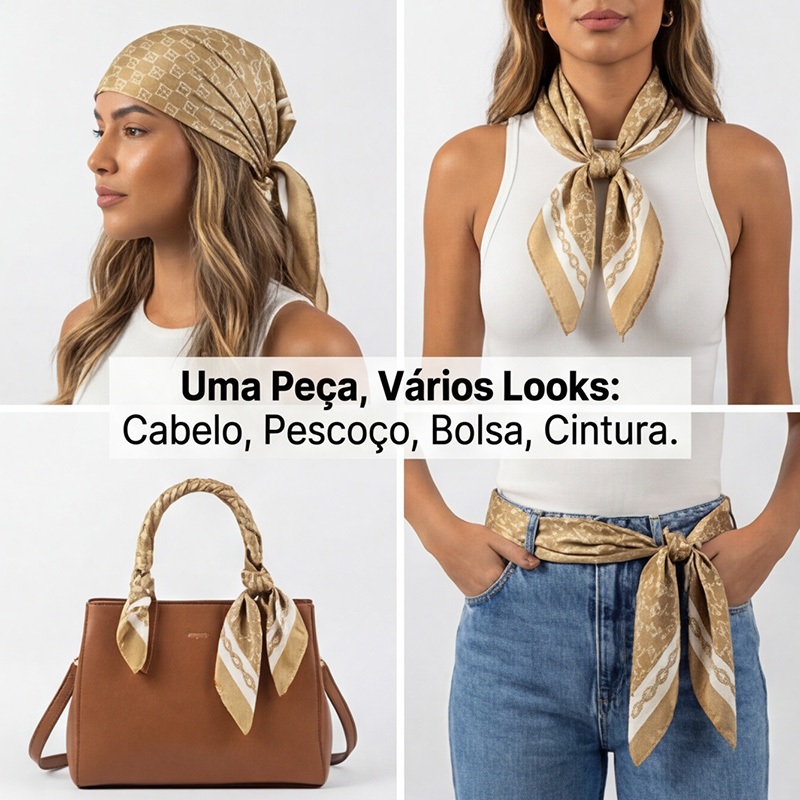 Lenço Feminino Carnaval Chic 90x90cm | Várias Formas de Usar | Explosão no Carnaval em Oferta na Shopee