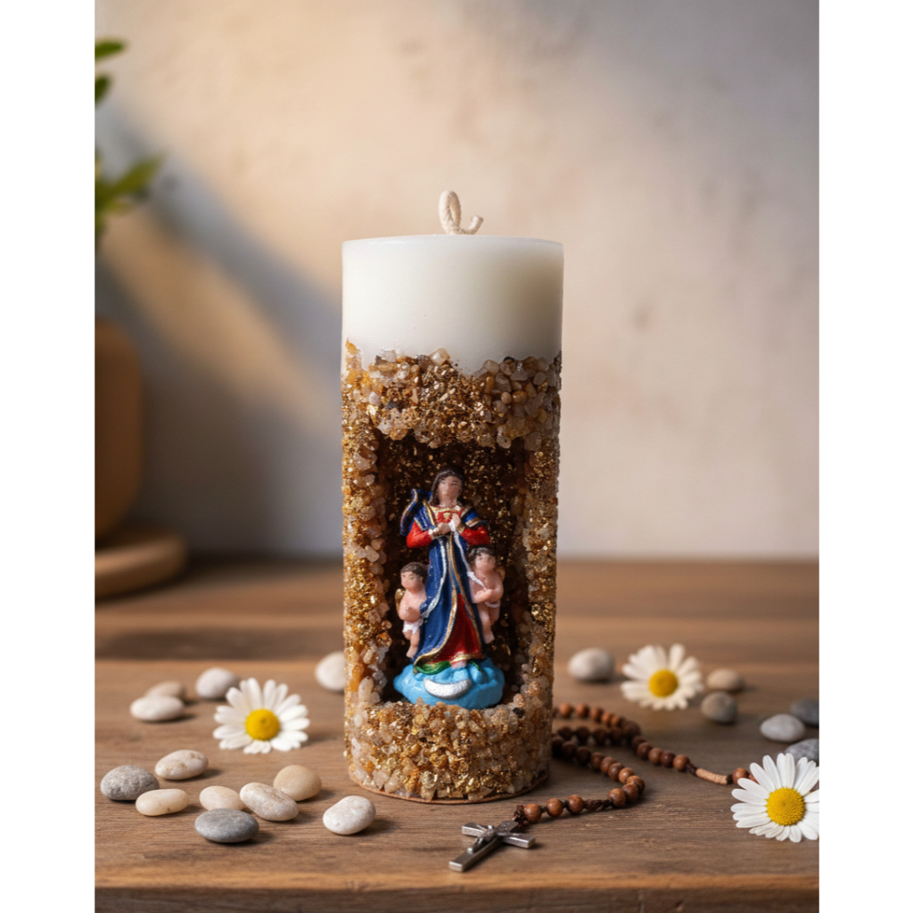 Vela gruta - Nossa Senhora Desatadora de nós - Vela aromática - Marron