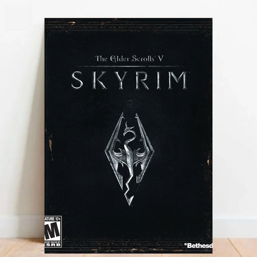 Quadro placa Decorativa game geek Mapa Elder Scrolls Skyrim videos games 06