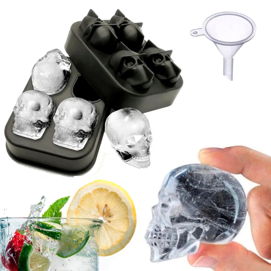 Forma De Gelo 3D Em Silicone Bandeja 4 Cavidades Molde Para Festas Bebidas Whisky Drinks Sorvete Chocolate
