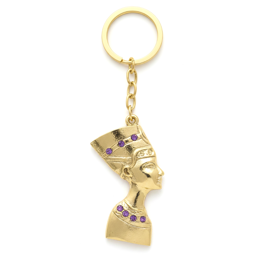 Chaveiro Nefertiti em Metal (6cm), Dourado, Egípcio, Egito