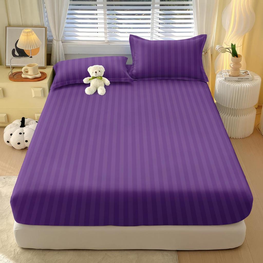 Jogo De Lençol Com Elástico Roupa de Cama Percal Macio Nao Desbota Listrado Estampado em Oferta na Shopee