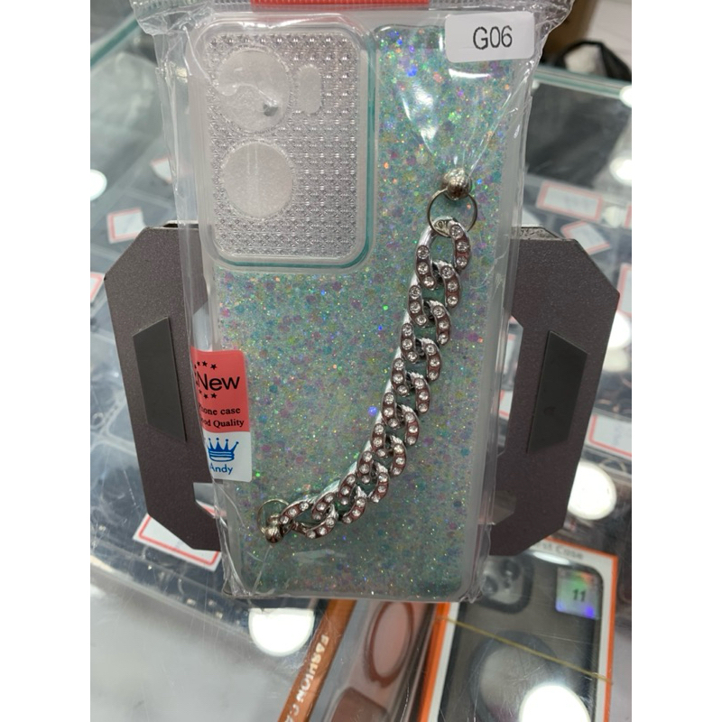 Capa capinha Moto G06 Feminina Glitter Brilhante + Corrente Strass | Película 3D Inclusa