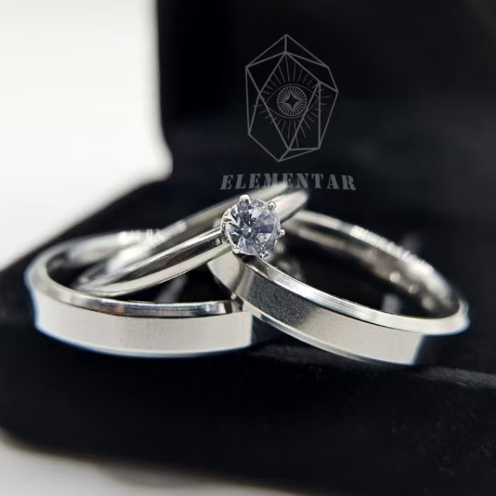 1 Par de Aliança E anel solitário Namoro Aliança Prata 4mm Tradicional Quadrada Compromisso Namoro Casal Prateada em Oferta na Shopee