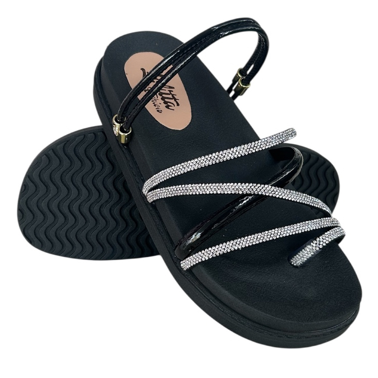 Sandalia Alta Papete Birken Feminina LOLITTA FASHION Confortavel Dois em Um Brilho Rasteirinha Regulador