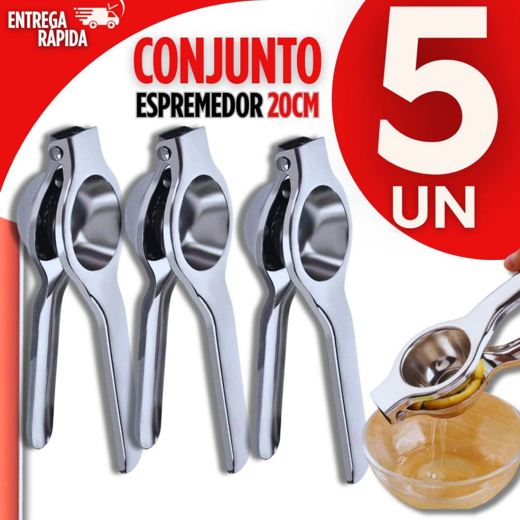 Kit 5 Espremedor de Limão Manual Para Suco Natural Limão Cozinha Utilidades Multiuso Inox Temperar
