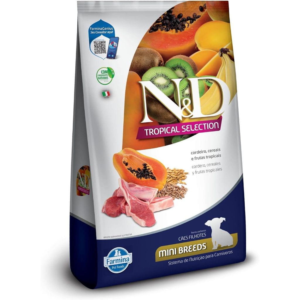 Ração N&D Tropical para Cães Filhotes de Raças Mini e Pequenas Sabor Cordeiro, Cereais e Frutas Tropicais 2,5Kg