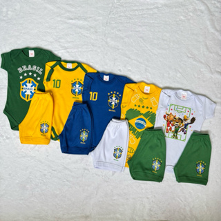 Conjunto Infantil Bebê Copa 2026 Uniforme Do Brasil / Malha Suedine 100% Algodão em Oferta na Shopee