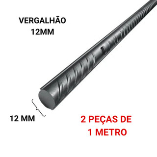 Vergalhao 12mm 1/2P - 2 Peças de 1 Metro