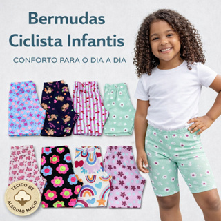 KIT SHORTS INFANTIL COTTON MENINA, BERMUDA CICLISTA  - TAMANHOS 1 AO 12 em Oferta na Shopee